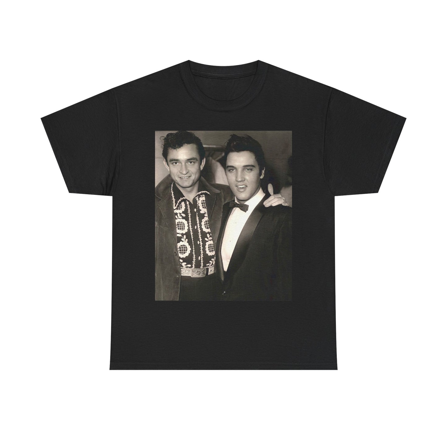 Elvis And Johnny cash shirt vintage graphic art black and white Heavy Cotton