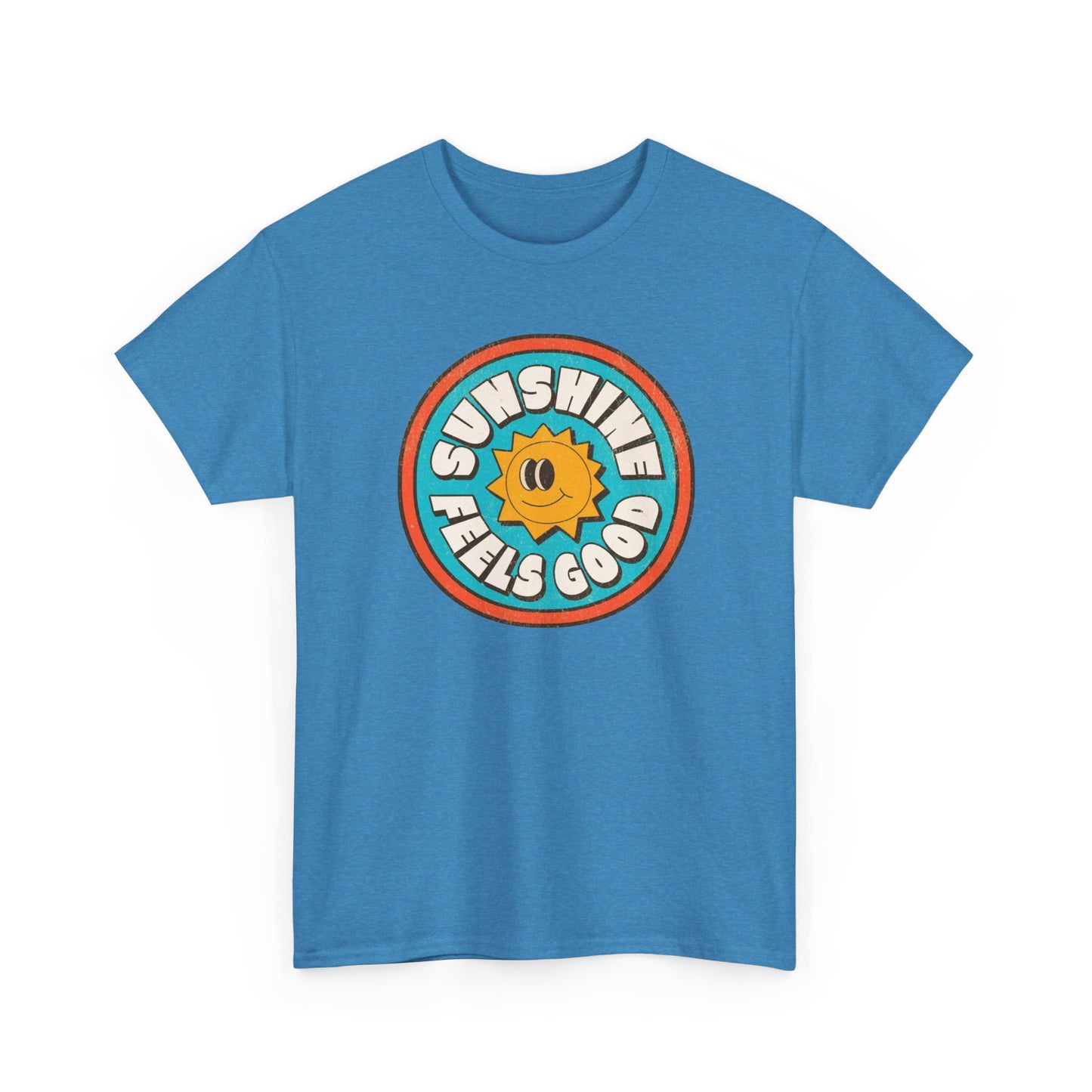 Sunshine Feels Good Graphic T Shirt Happy Smiles Unisex Heavy Cotton Tee
