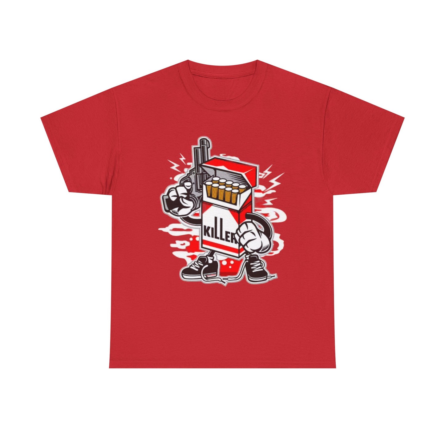 Killer Cigarette Graphic T Shirt Funny Cartoon Character Unisex Heavy Cotton Tee