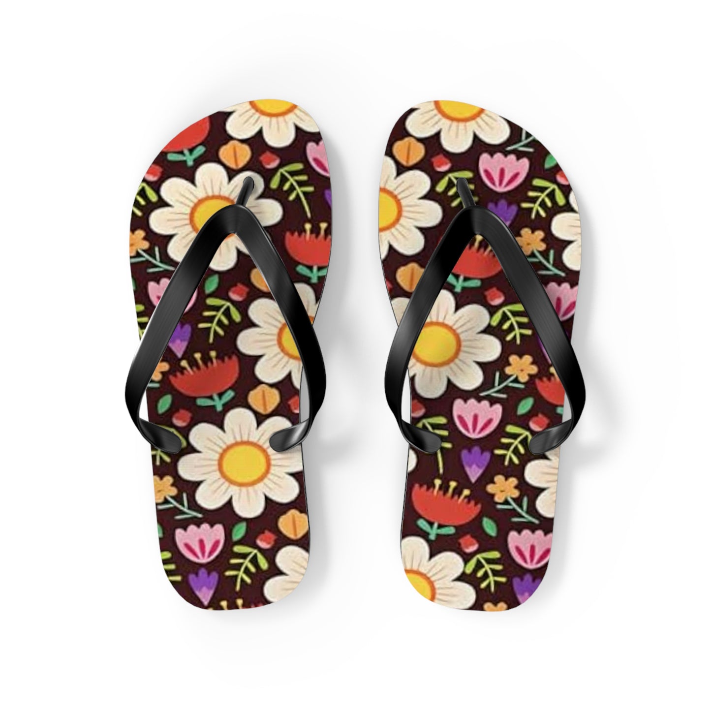 Waves And Sun Sandals Flower Bouquet Summer Flip Flops Slides BRAND NEW