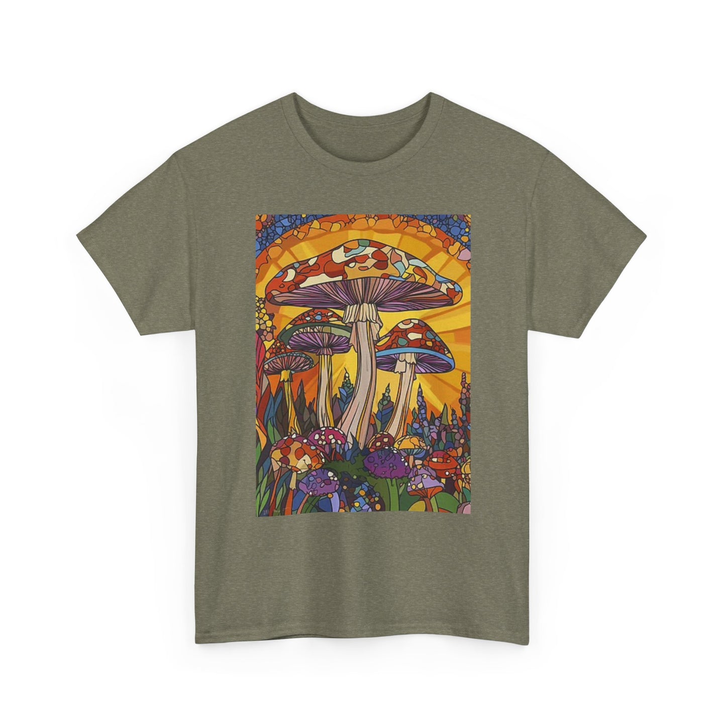 Weed Mushrooms Vibes Groovy T Shirt Retro Unisex Heavy Cotton Tee