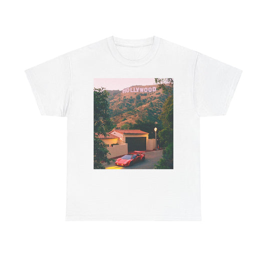 Lamborghini California vintage retro photo Hollywood hills Heavy Cotton Tee