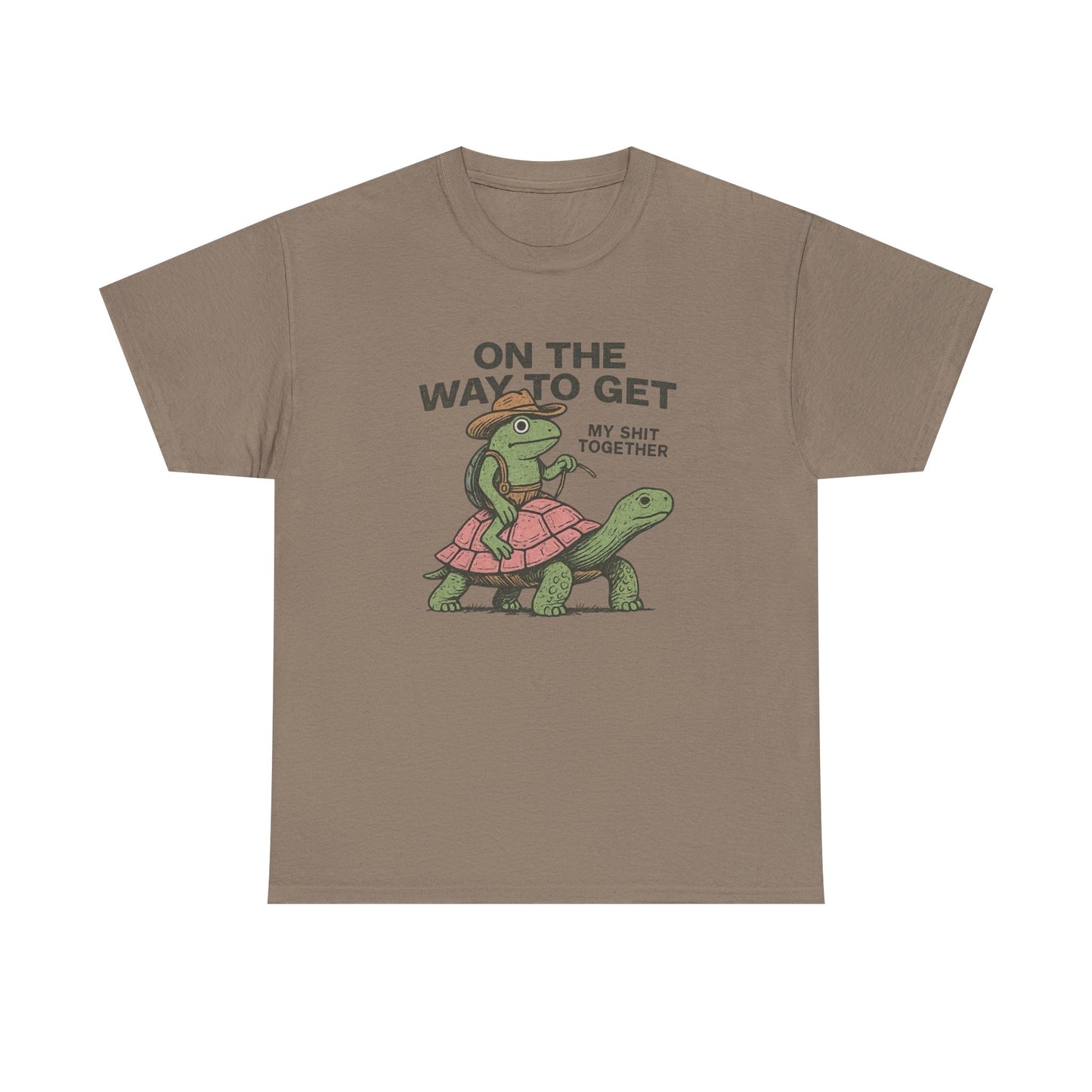 On My Way To Get It Together Funny Frog Cowboy Graphic T Shirt Tee Retro Gift