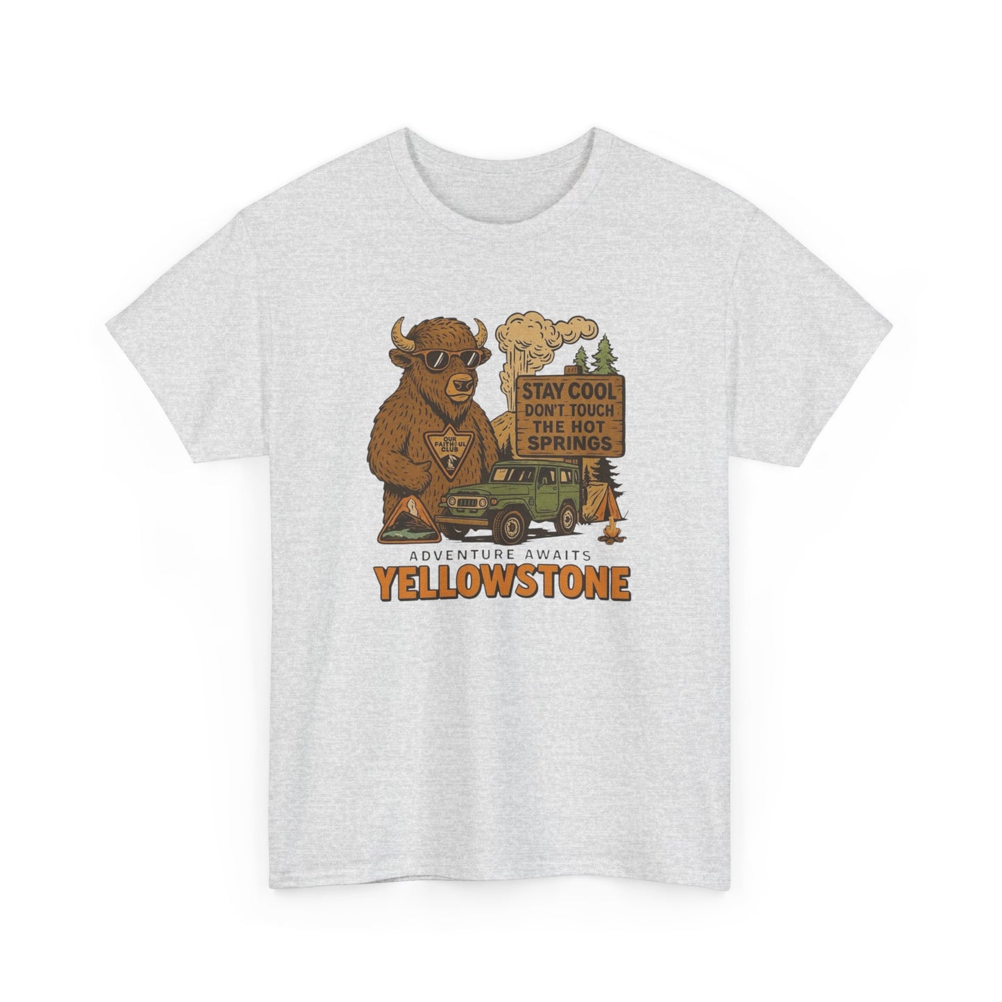 Adventure Awaits At Yellowstone Graphic T Shirt Unisex Heavy Cotton Tee