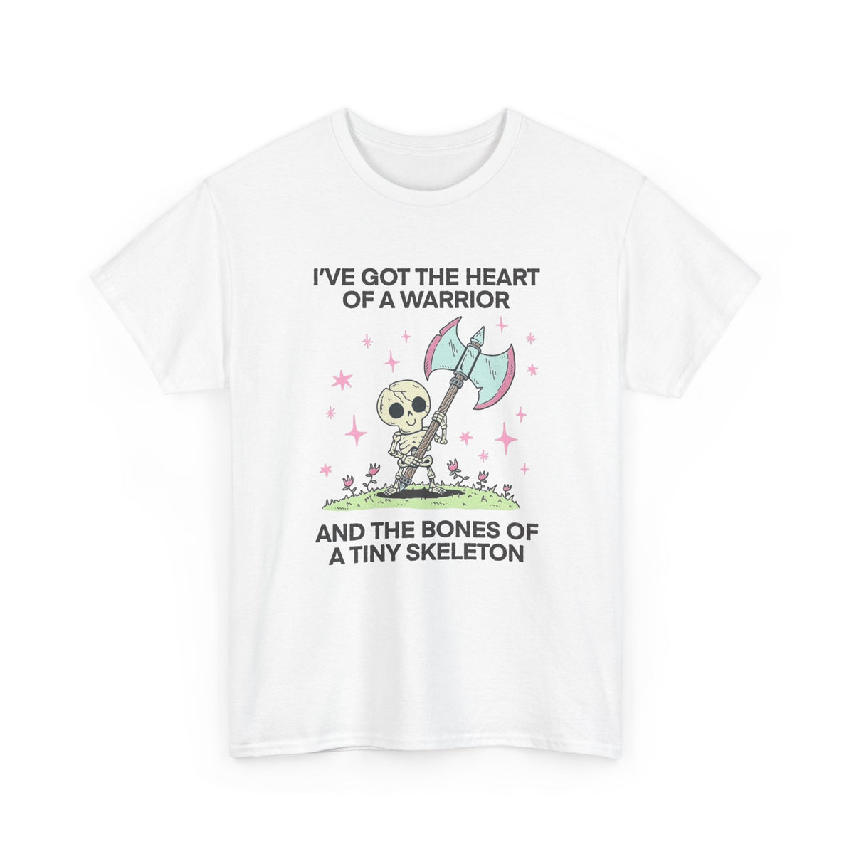 Skeleton Warrior Quote T-Shirt | Heart of a Warrior Men's Graphic Tee