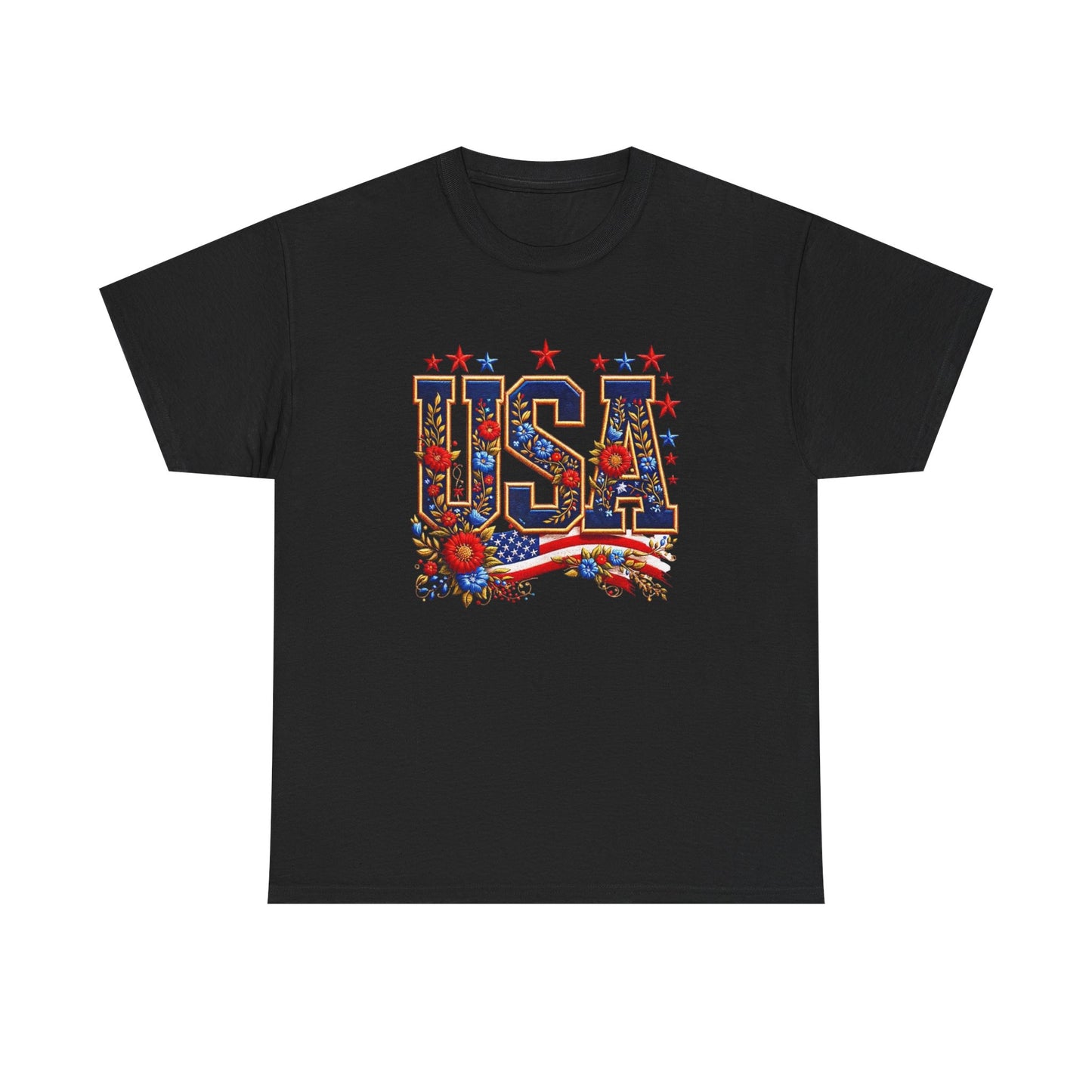 United States Floral Graphic T Shirt Unisex NEW Heavy Cotton Tee