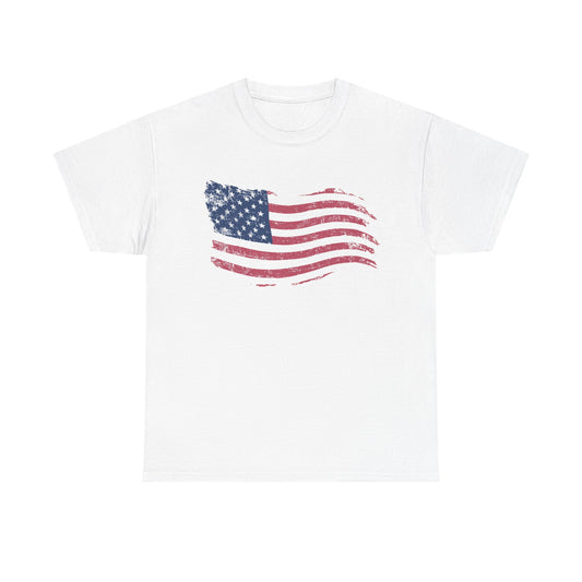 American flag T-shirt retro tattered American patriot Unisex Heavy Cotton Tee