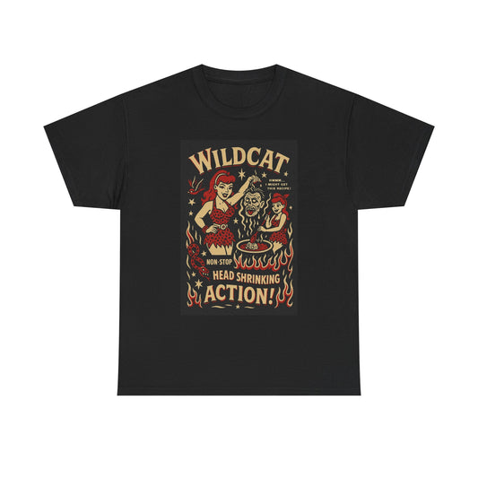 Wildcat Head Shrinking Graphic T Shirt Cotton Tee