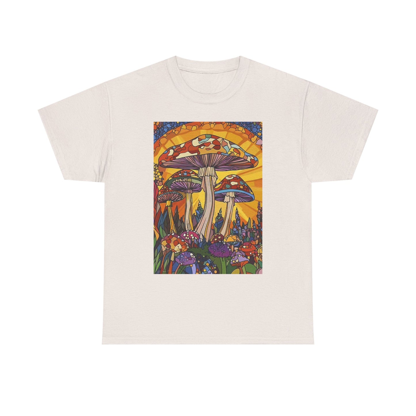 Weed Mushrooms Vibes Groovy T Shirt Retro Unisex Heavy Cotton Tee