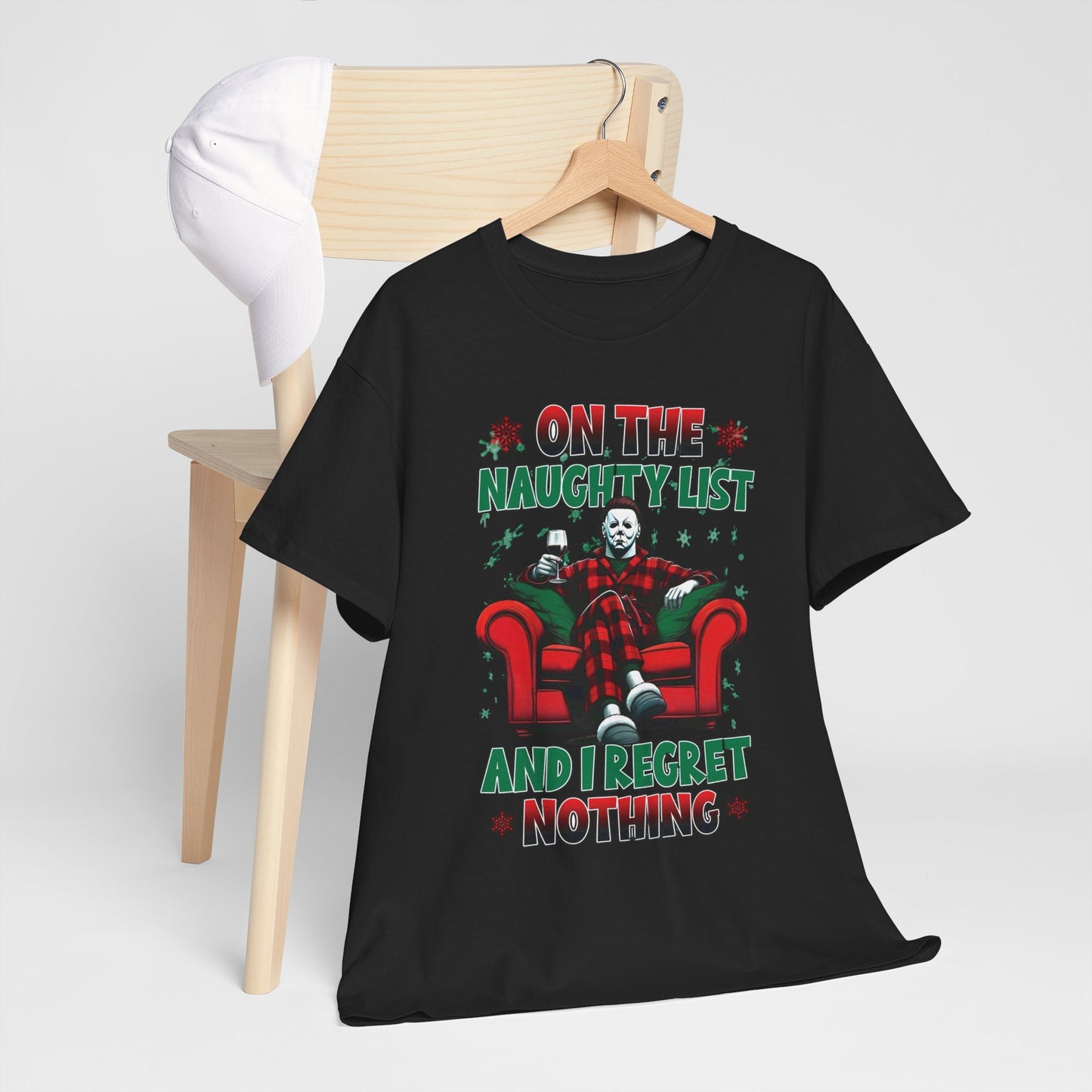 On The Naughty List Funny Christmas Graphic T Shirt NEW ADULT Tee