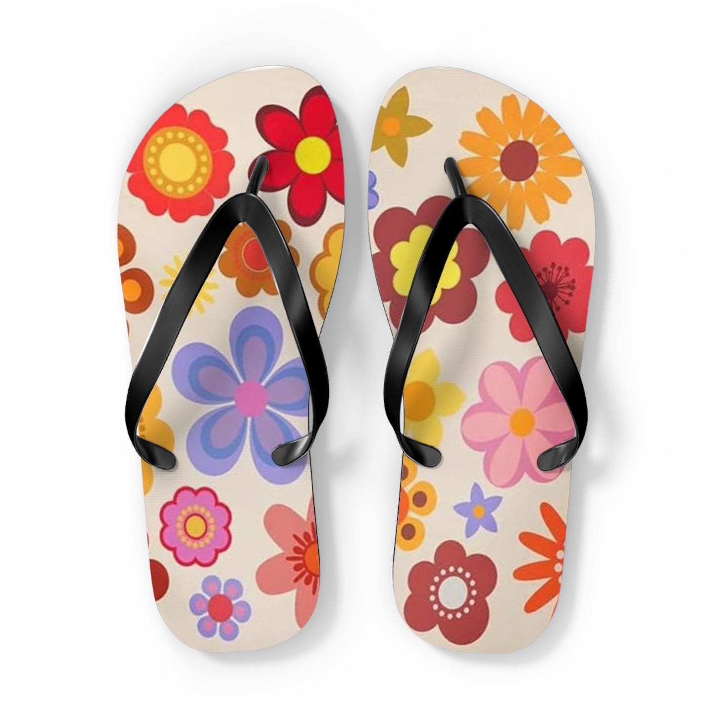 Waves And Sun Sandals Groovy Summer Flip Flops Slides BRAND NEW