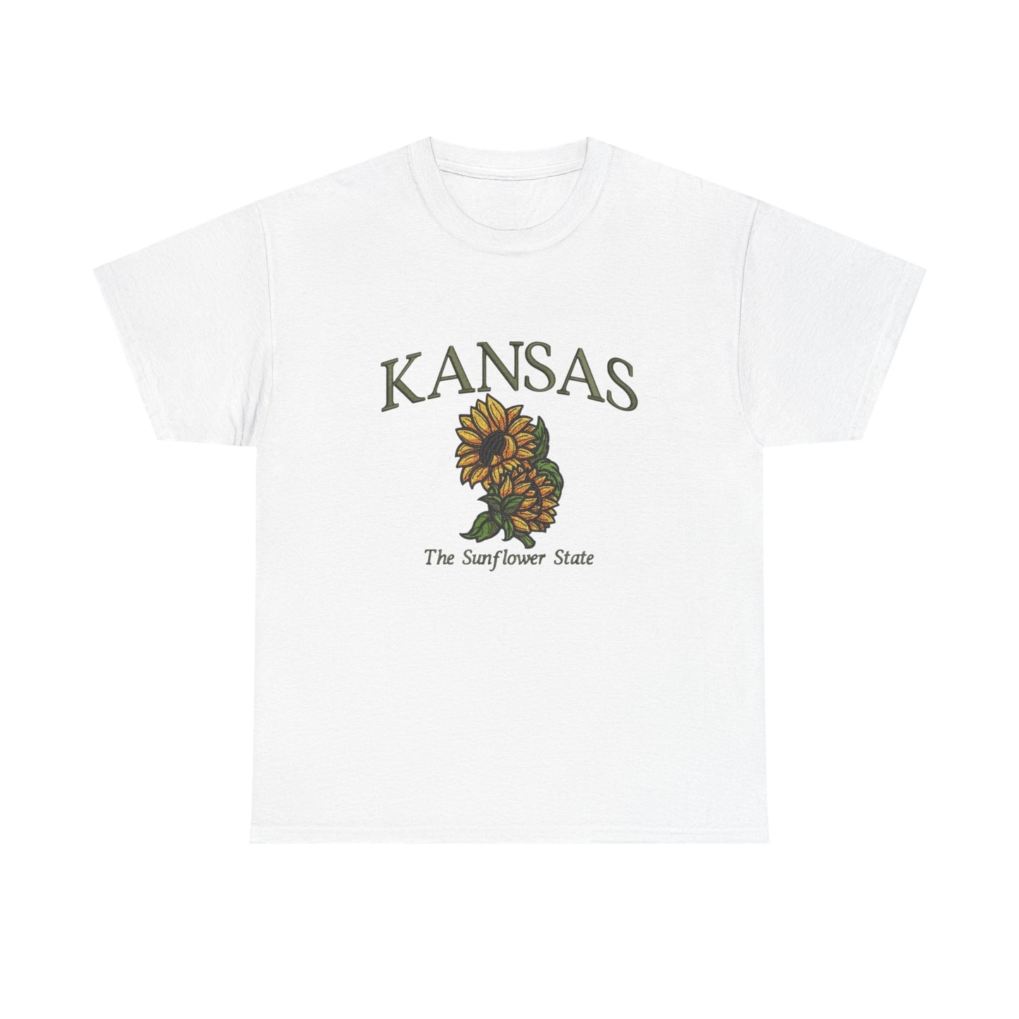 Kansas The Sunflower State Graphic T Shirt NEW Unisex Heavy Cotton Tee