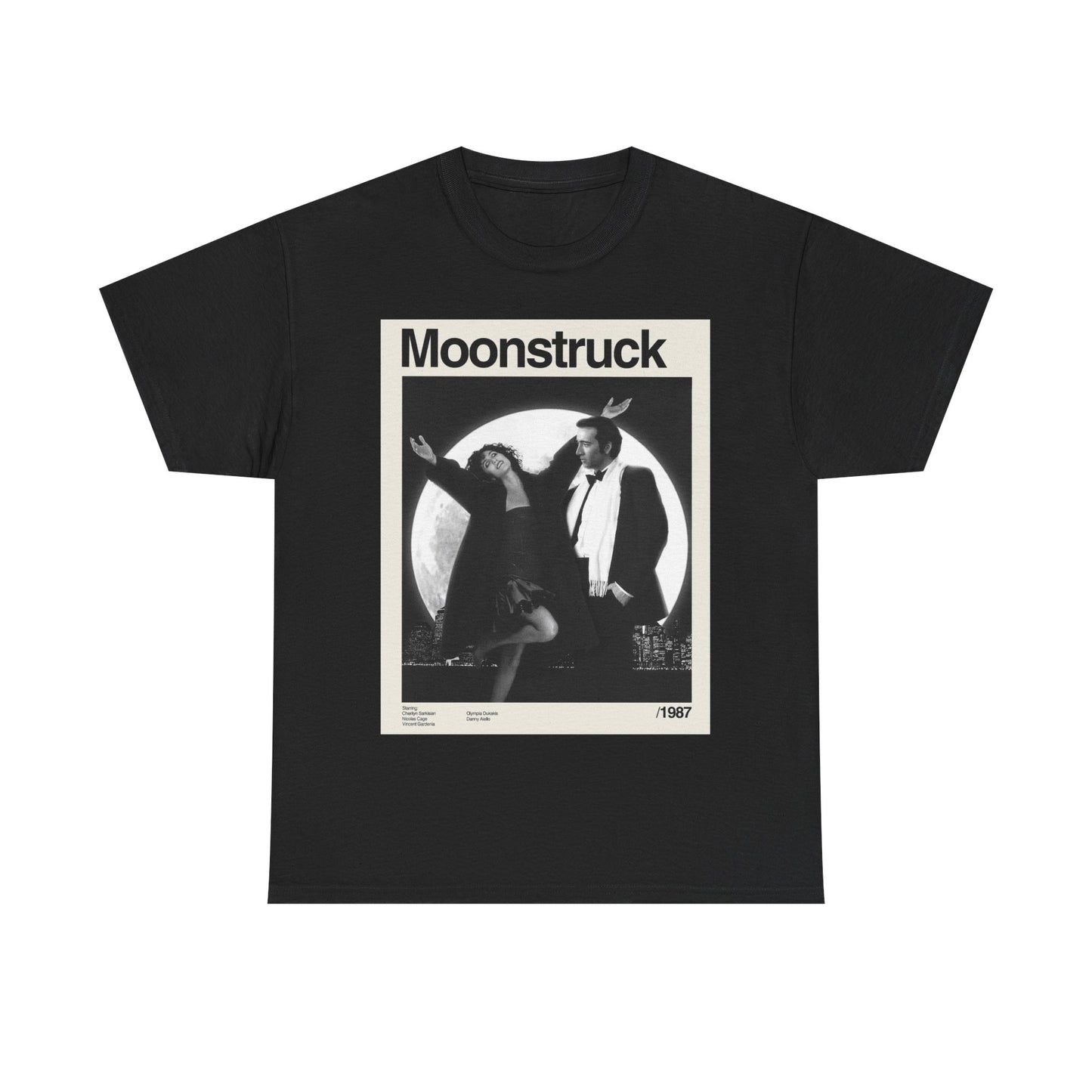 Moonstruck Tshirt Vintage Poster Nicholas Cage Cher Unisex Heavy Cotton Tee