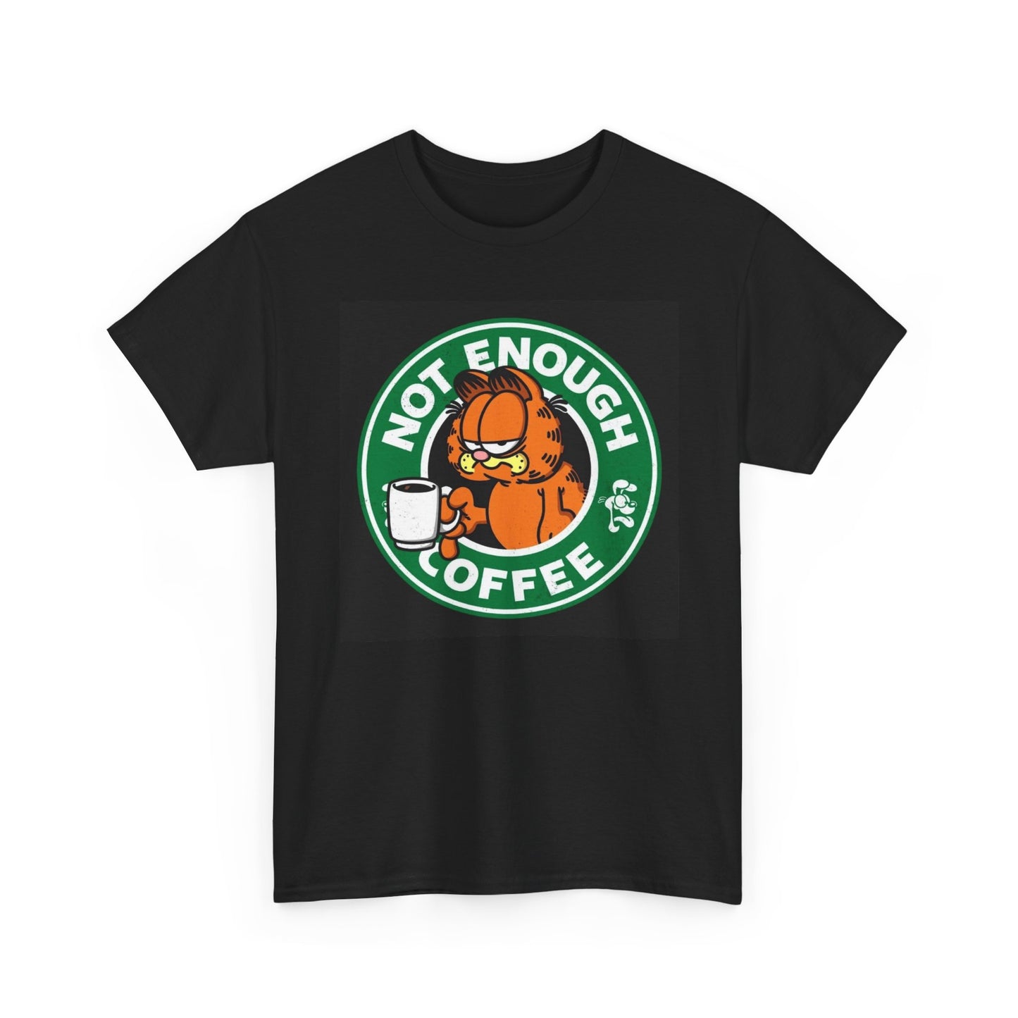Not Enough Coffee Graphic T Shirt Garfield Funny Unisex Heavy Cotton Tee