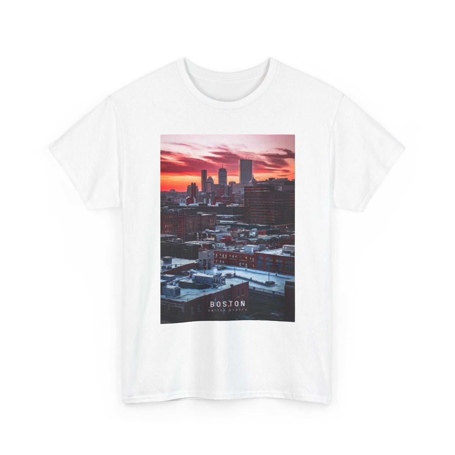 Boston Graphic T Shirt Retro Skyline Unisex Heavy Cotton Tee