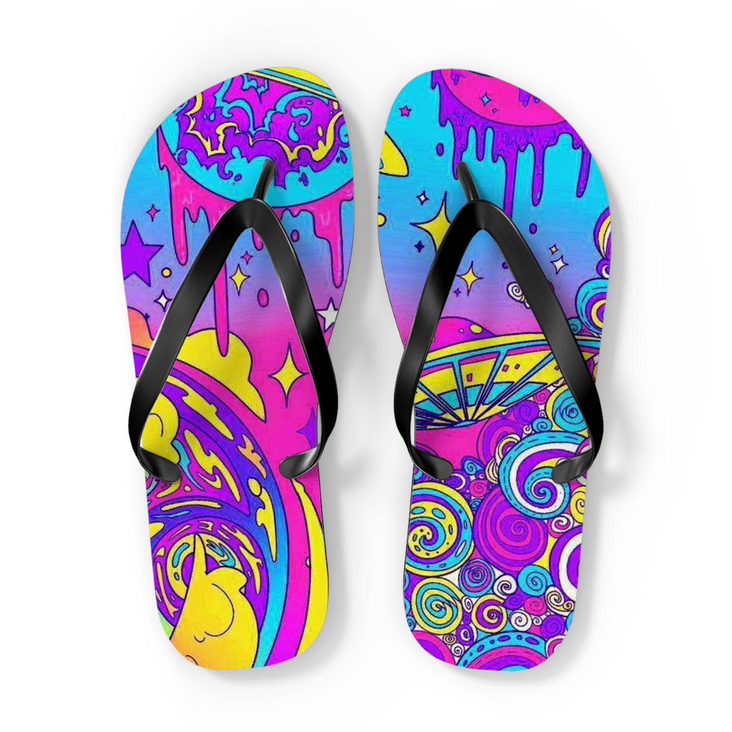 Neon Drip Beach Sandals, Slides for Summer, Flip Flops, Water Resistant
