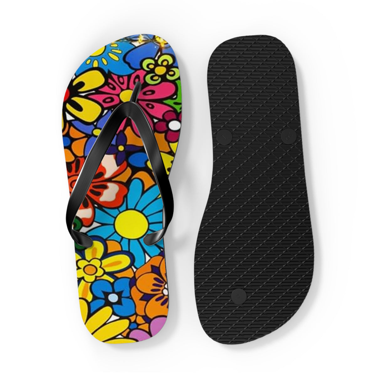 Waves And Sun Sandals Groovy Vibes Summer Flip Flops Slides BRAND NEW