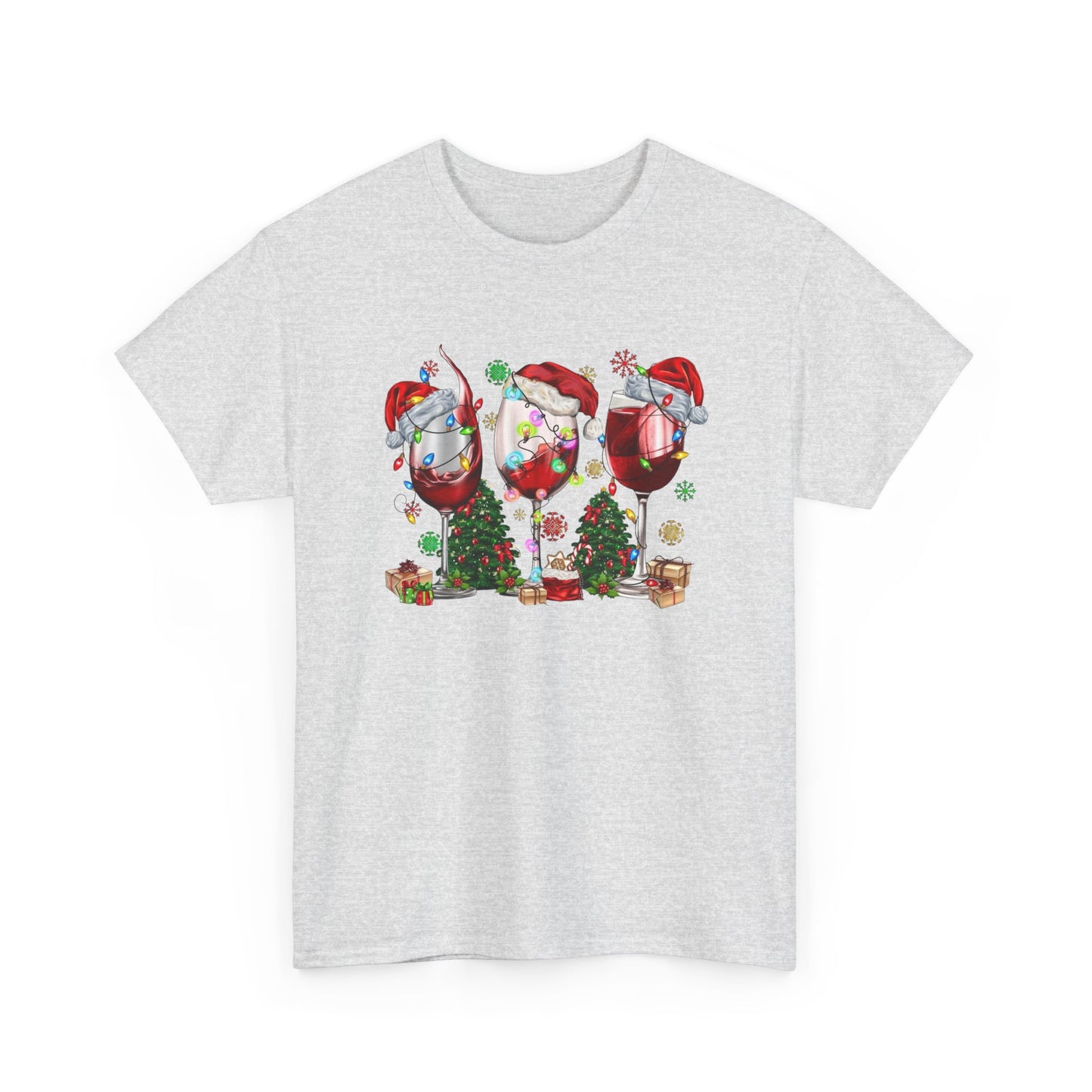 Christmas Wine Glasses Graphic T Shirt NEW ADULT