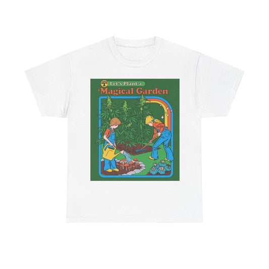 Magical Garden Tshirt Vintage Weed Funny Graphic Mushrooms Unisex Heavy Cotton