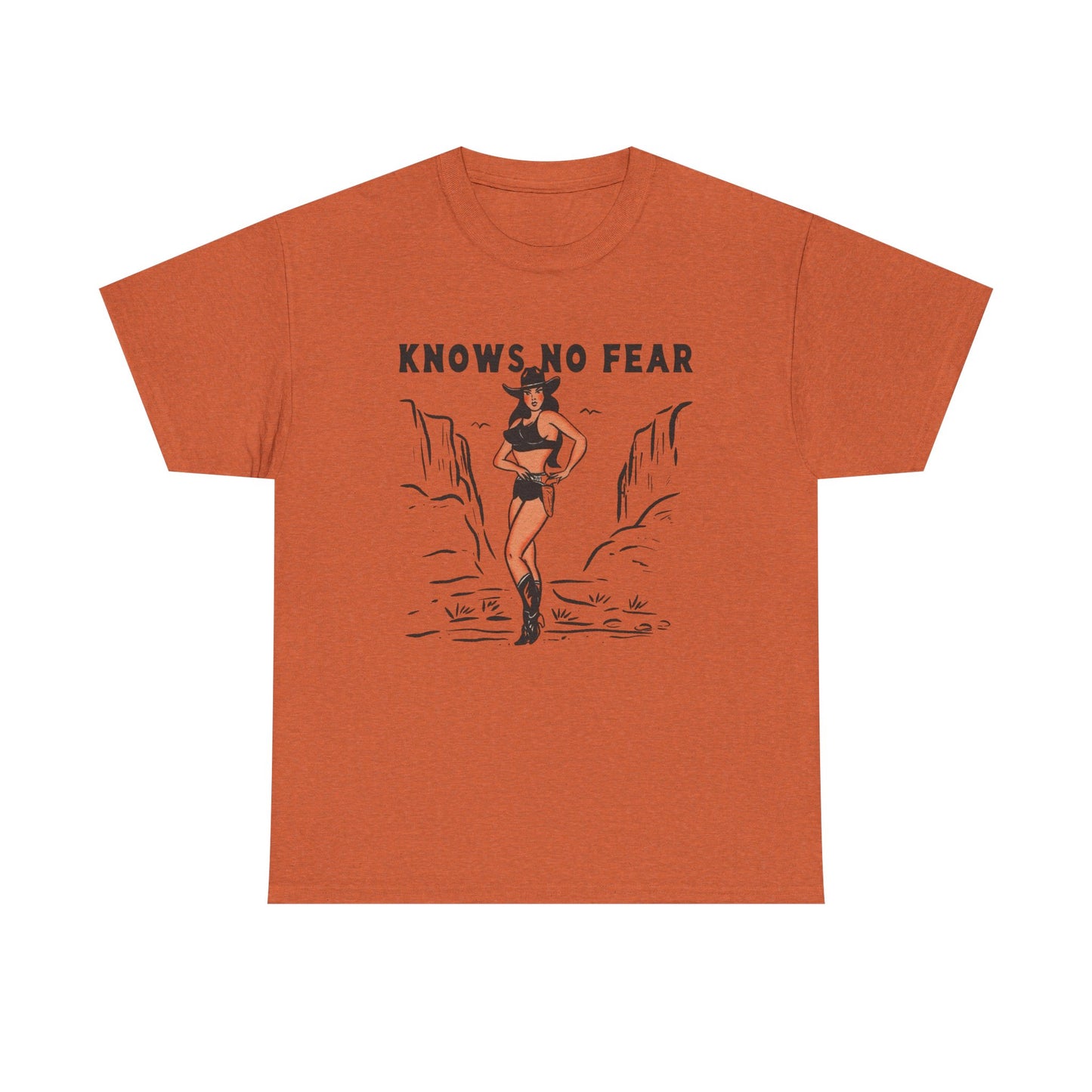 Cowgirl Knows No Fear Graphic T-Shirt Cotton Tee New Gift Vintage