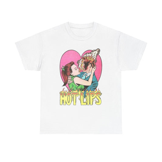 Hot Lips Graphic T Shirt Unisex Heavy Cotton Tee Gift