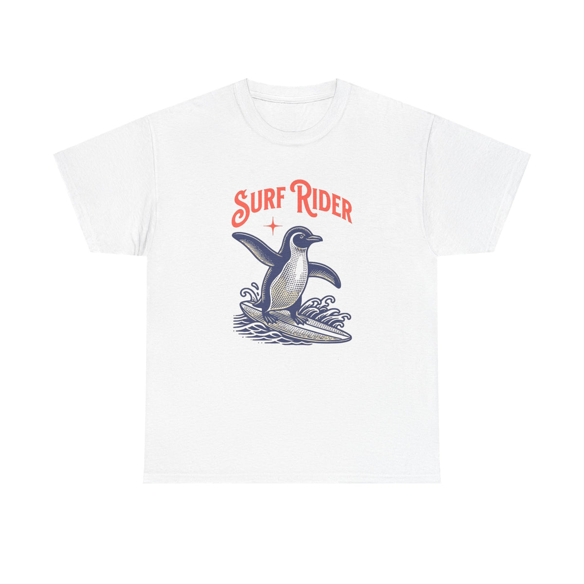 Surf Rider Penguin Graphic T Shirt Men's Heavy Cotton Tee