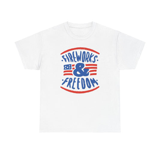 Fireworks And Freedom Graphic T Shirt NEW ADULT Unisex Heavy Cotton Tee
