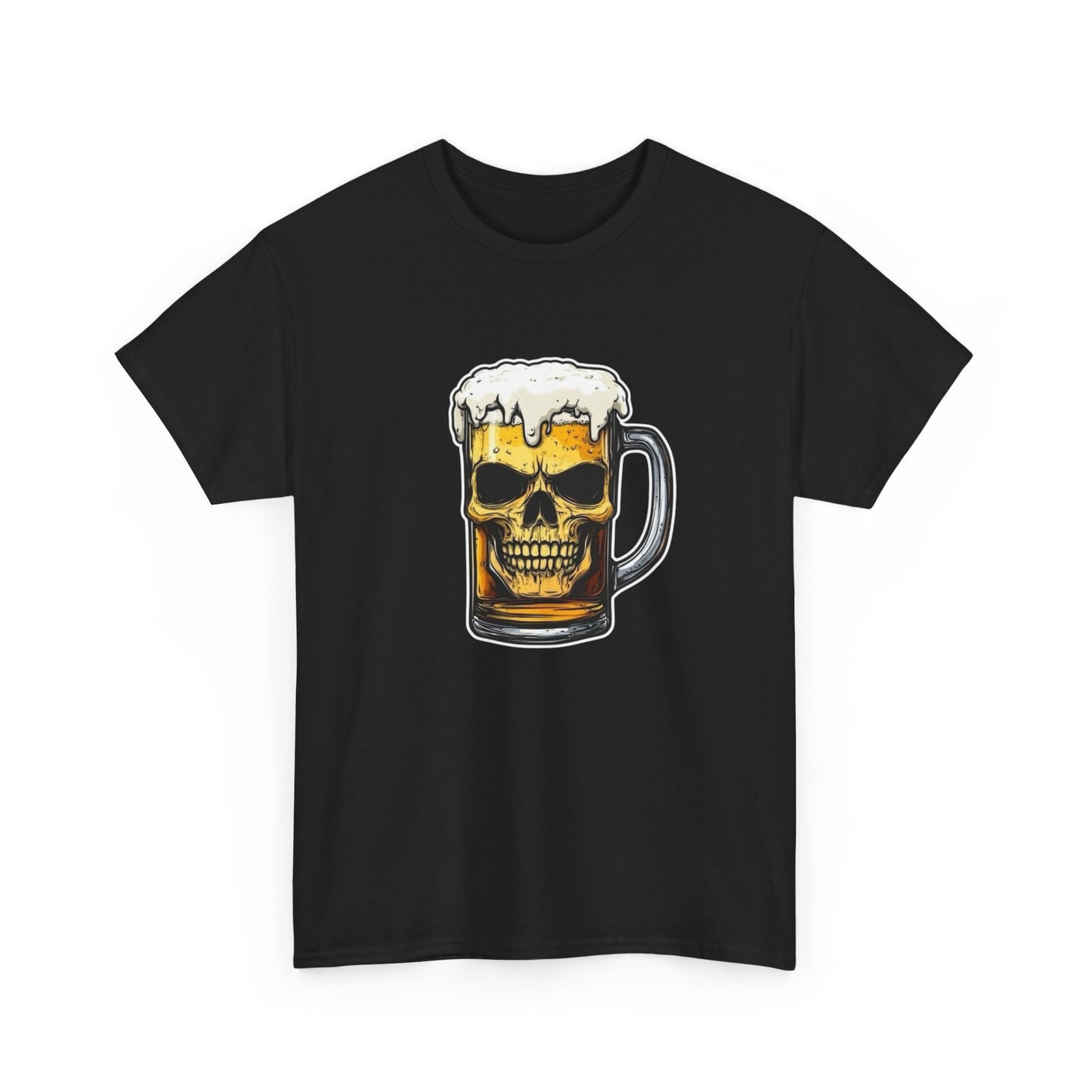 Beer Skull Graphic T Shirt ADULT Unisex Heavy Cotton Tee
