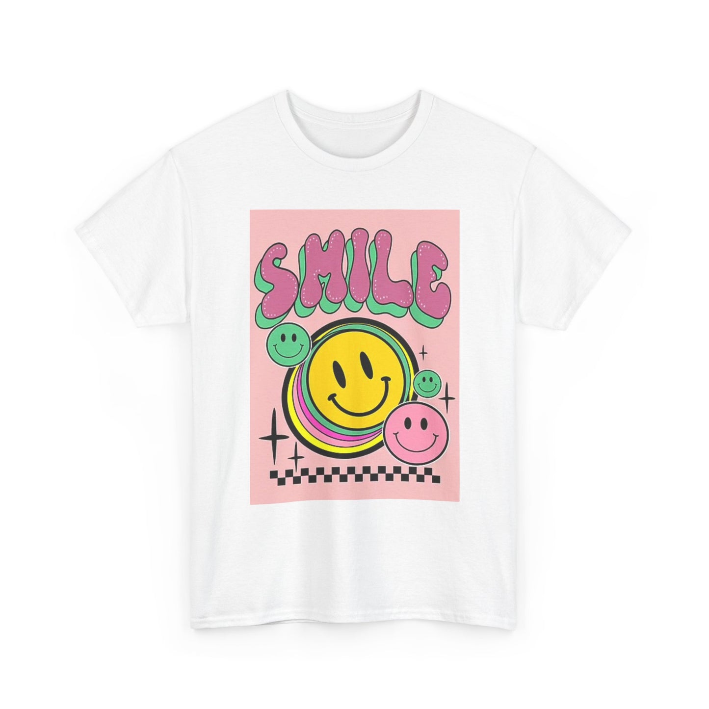 Smile Graphic T Shirt Retro Smiley Face ART Unisex Heavy Cotton Tee