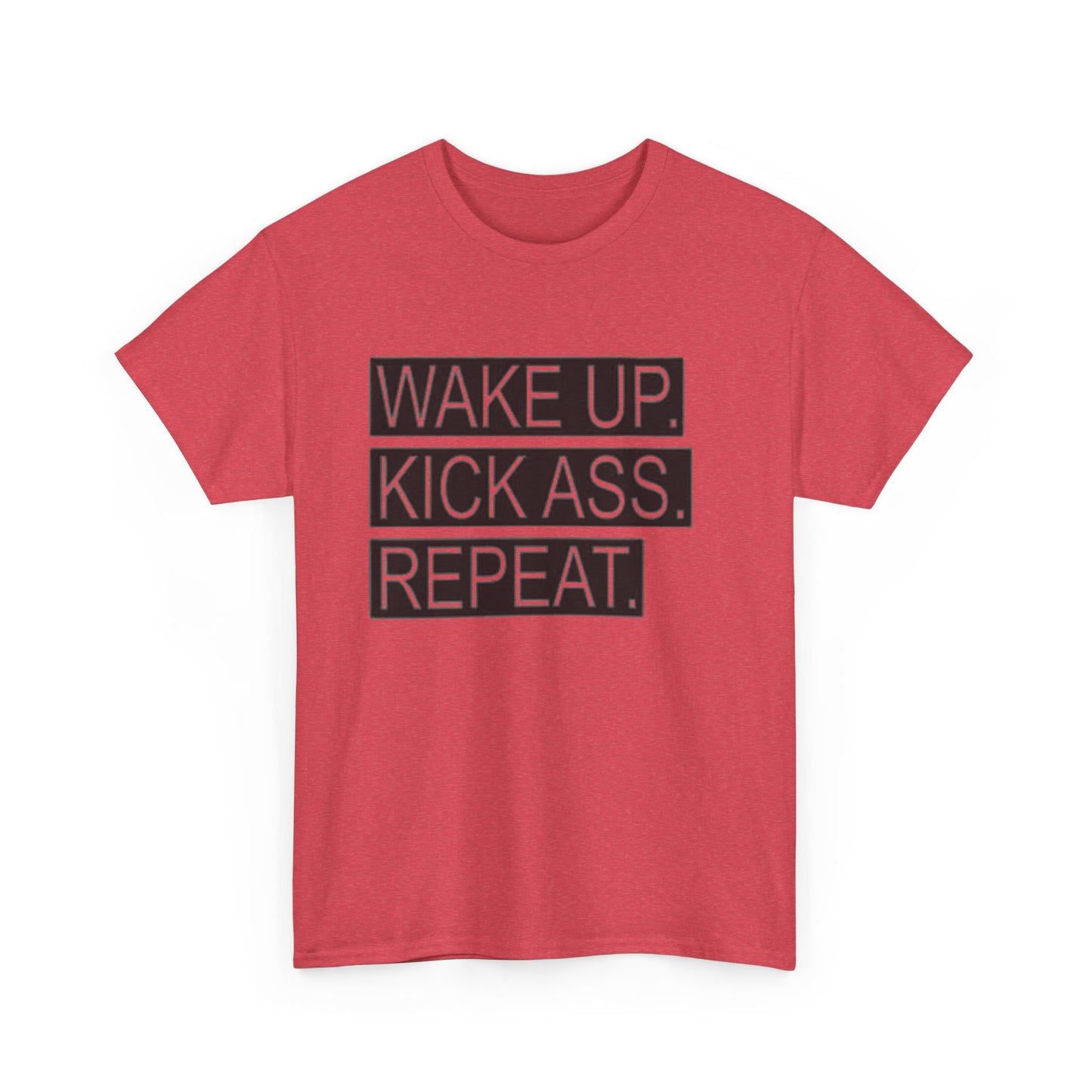 Wake Up Kick Ass Repeat GYM Graphic T Shirt NEW Unisex Heavy Cotton Tee