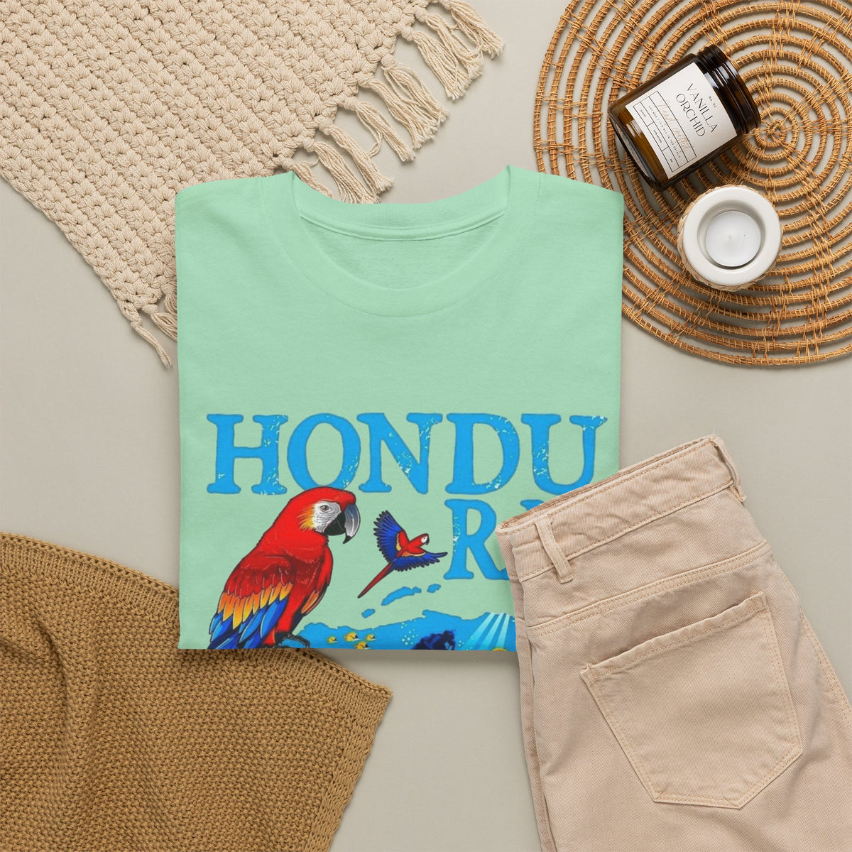 Honduras Graphic T Shirt Men's Retro Tropical Birds Heavy Cotton Tee