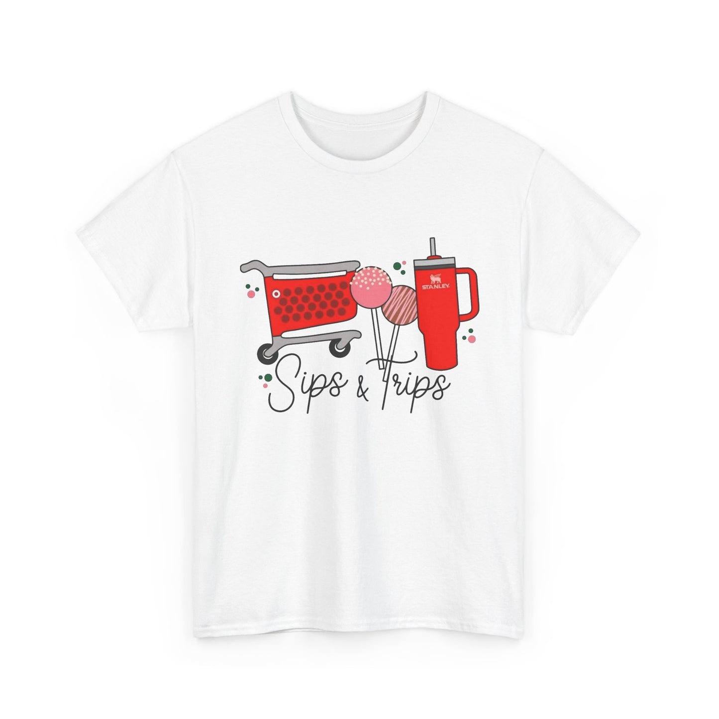 Sips And Trips Shopping Target Run Graphic T Shirt NEW Unisex Heavy Cotton Tee