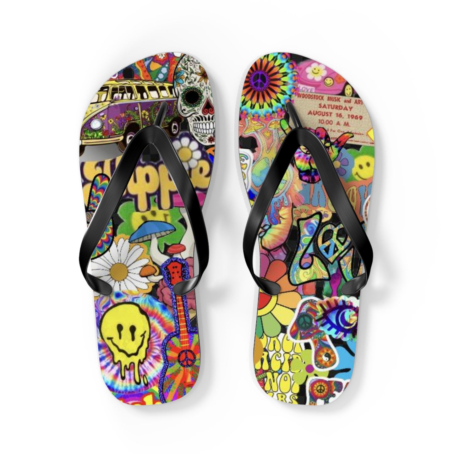 Hippy Trippy Vibes Beach Sandals, Slides for Summer, Flip Flops, Water Resistant
