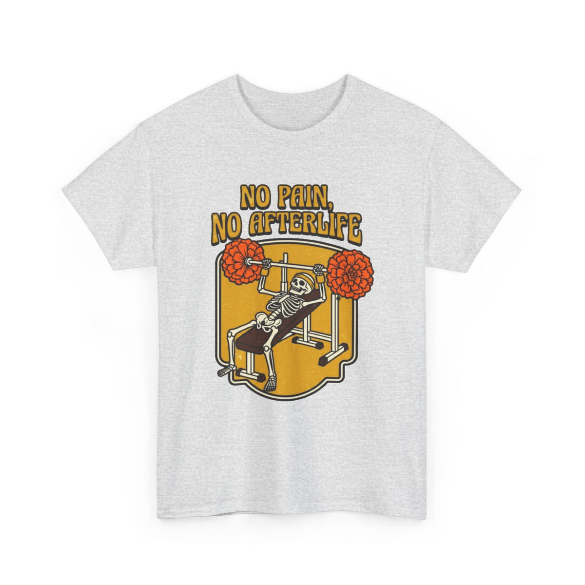 No Pain No Afterslife Skeleton Weightlifting T-Shirt Men's Graphic Tee