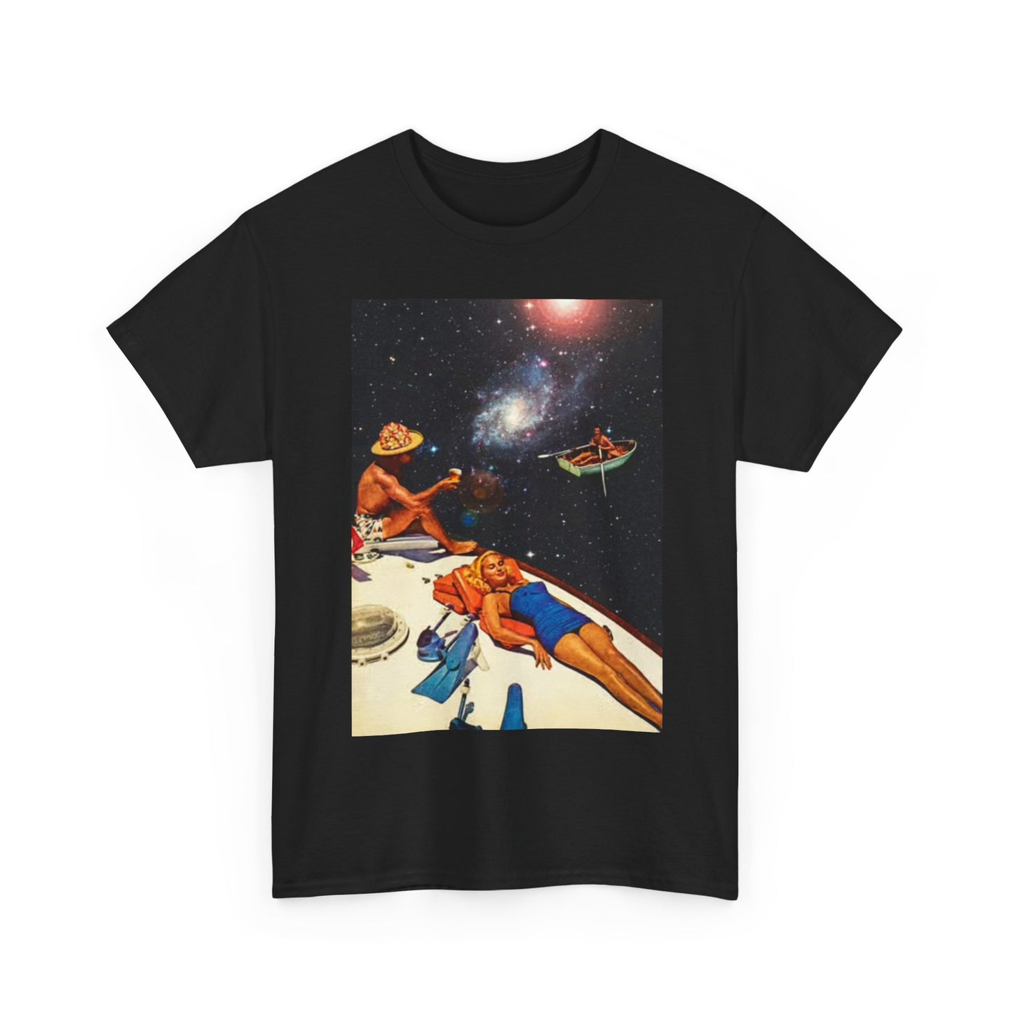 Summer Space Beach Shirt Graphic Stars Outerspace Unisex Heavy Cotton Tee