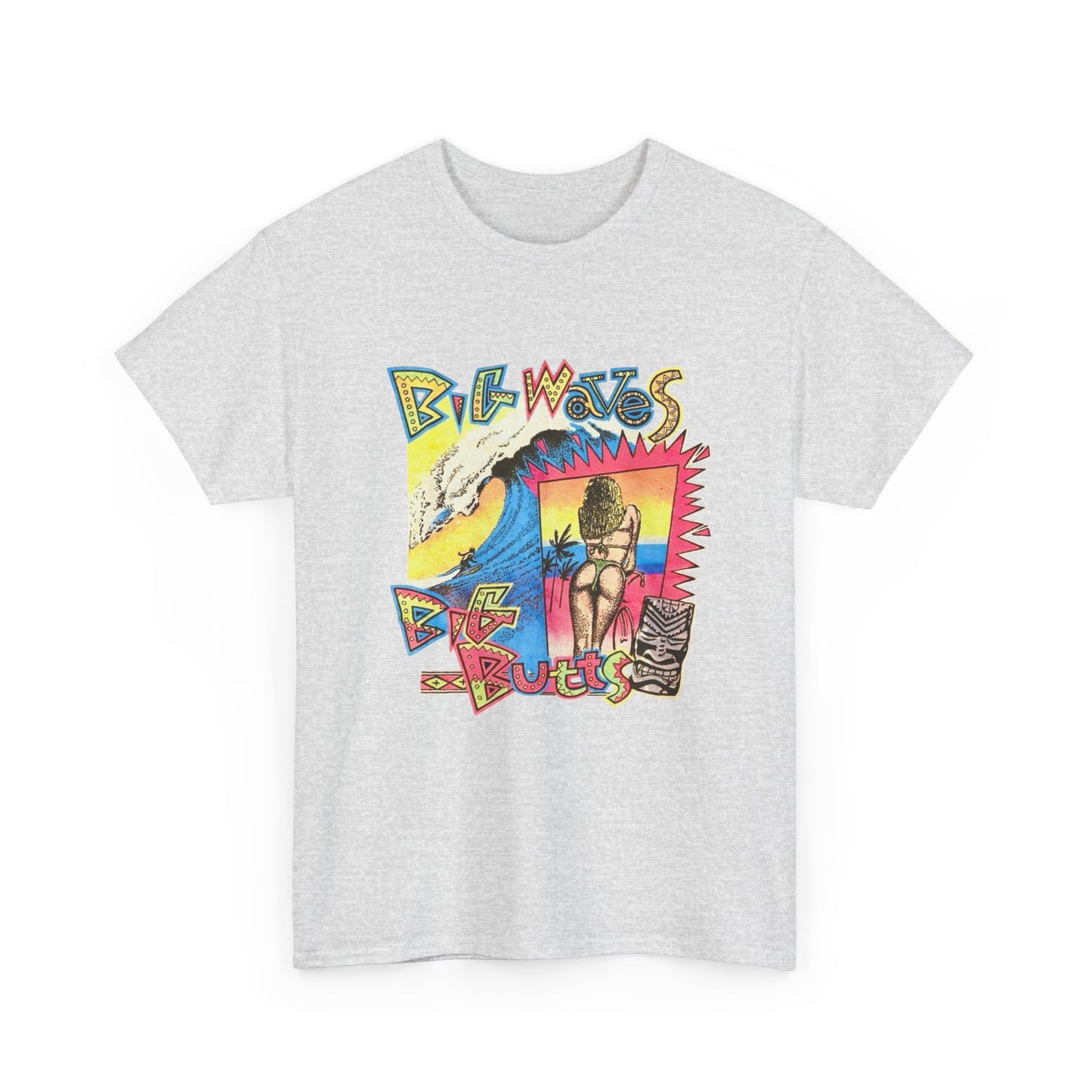 Big Waves Big Asses Vintage Surfing Graphic T Shirt NEW Unisex Heavy Cotton Tee