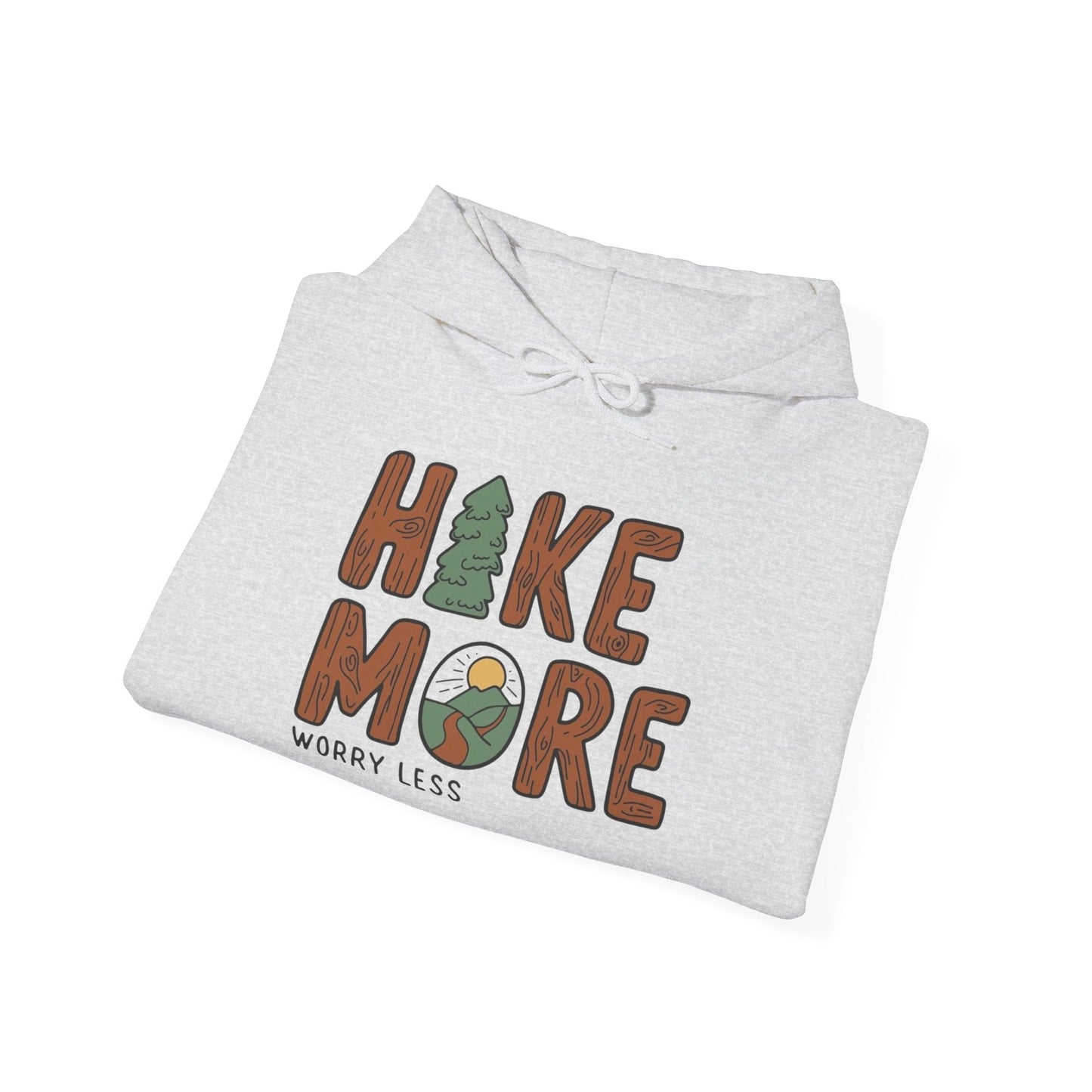 Hike More Worry Less Graphic Hoodie Unisex Heavy Blend™ Hooded Sweatshirt