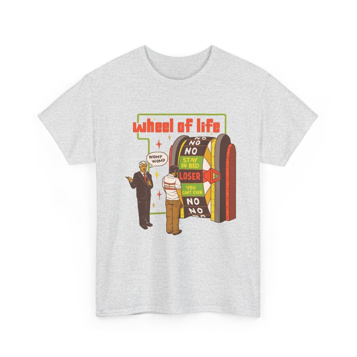 Wheel Of Life Funny Dark Humor Jokes Graphic T Shirt Regular Men's Heavy Cotton Tee