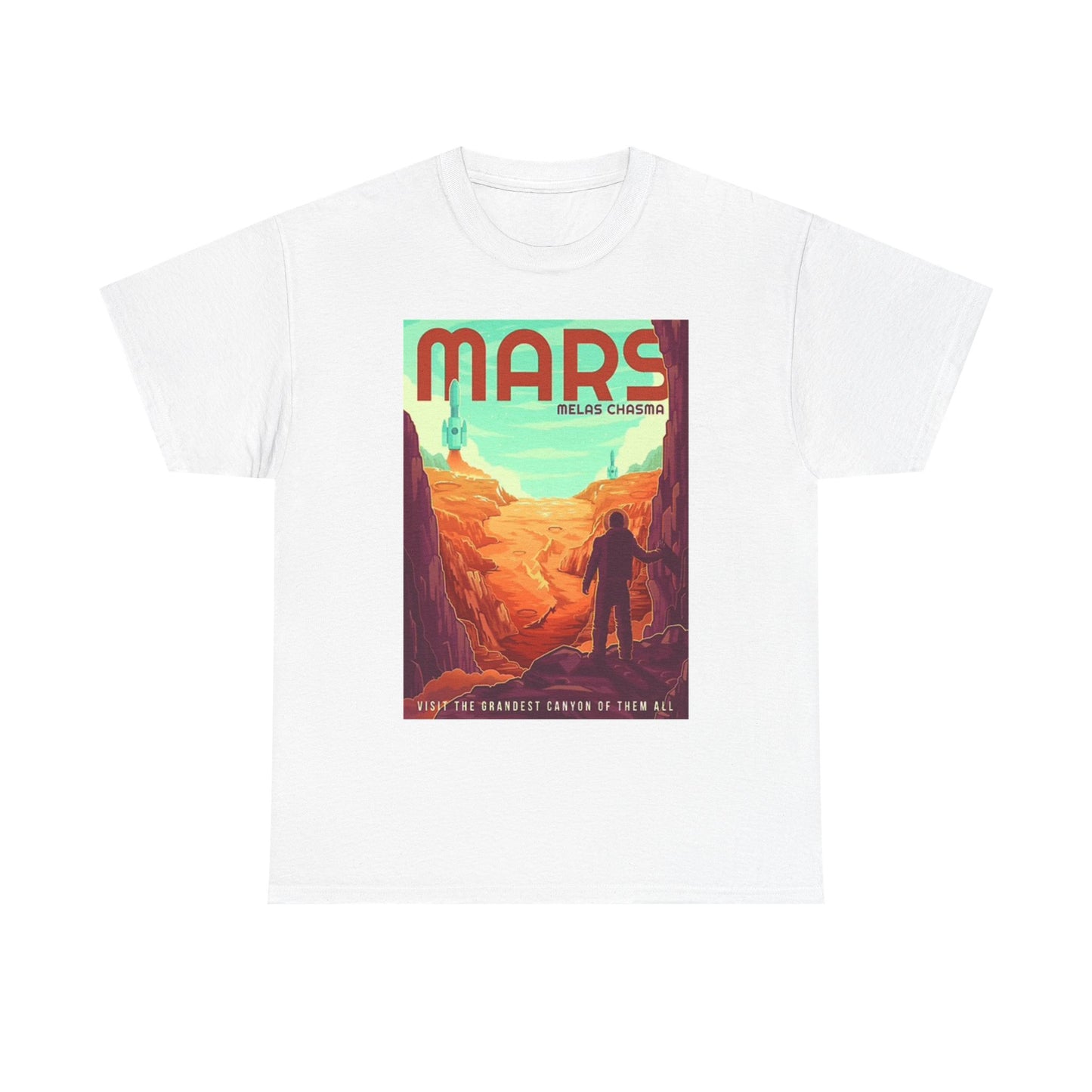 Space And Mars Graphic T Shirt Retro Spaceman Unisex Heavy Cotton Tee