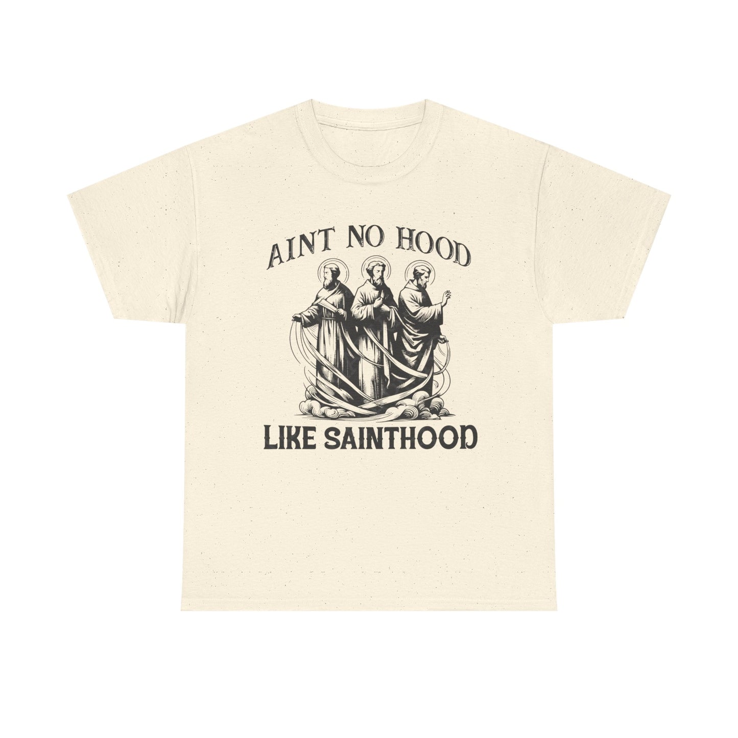 Ain't No Hood Like Sainthood Vintage Graphic T Shirt Men's Heavy Cotton Tee