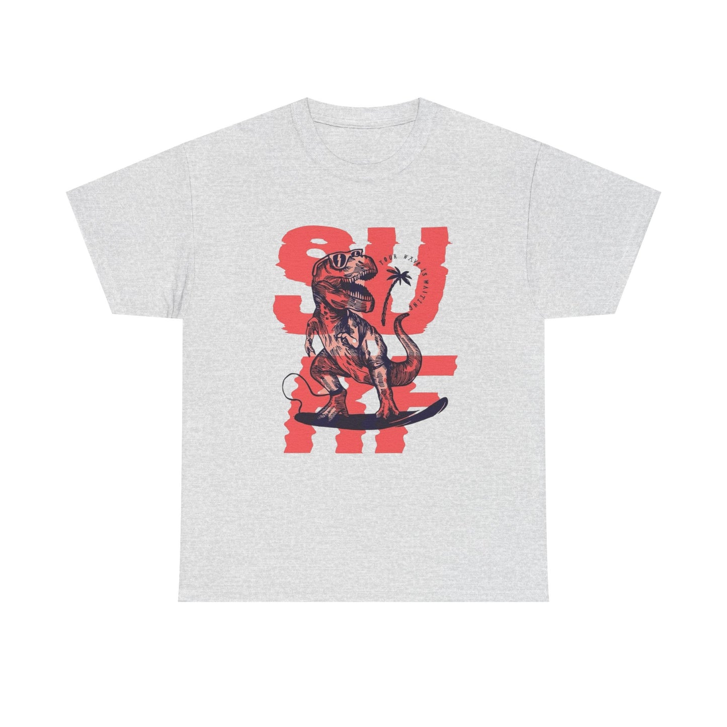Funny Surfing Dinosaur Graphic T Shirt NEW ADULT Heavy Cotton Tee