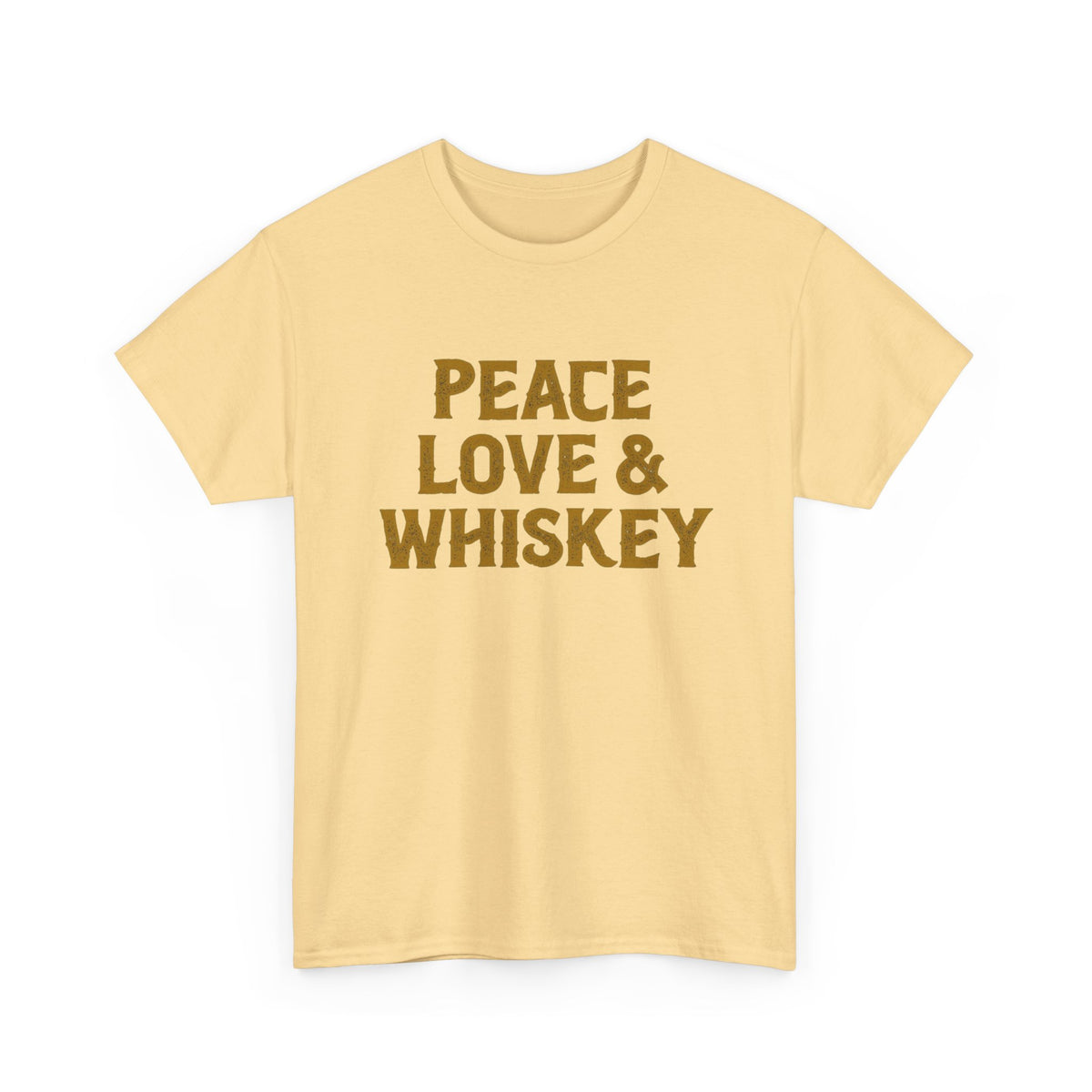 Peace Love And Whiskey Graphic T Shirt Men's Classic Heavy Cotton Tee