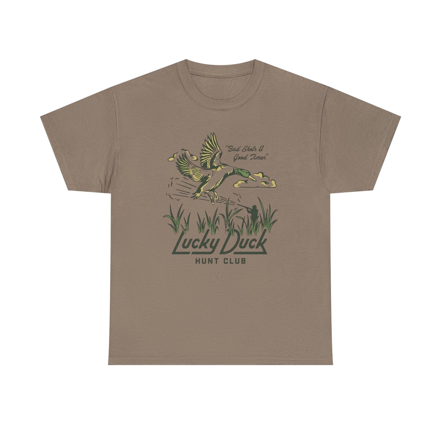 Lucky Duck Hunting Club Graphic T Shirt Unisex Heavy Cotton Tee
