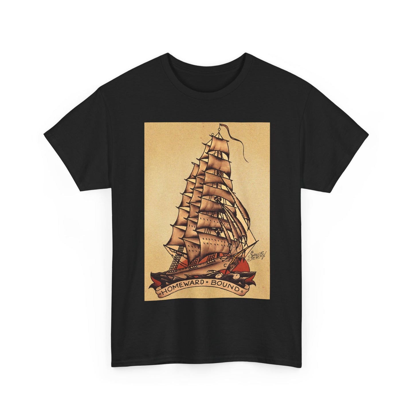 Sailor Jerry Tshirt Vintage Navy Tattoos Sailor Retro Unisex Heavy Cotton Tee 90