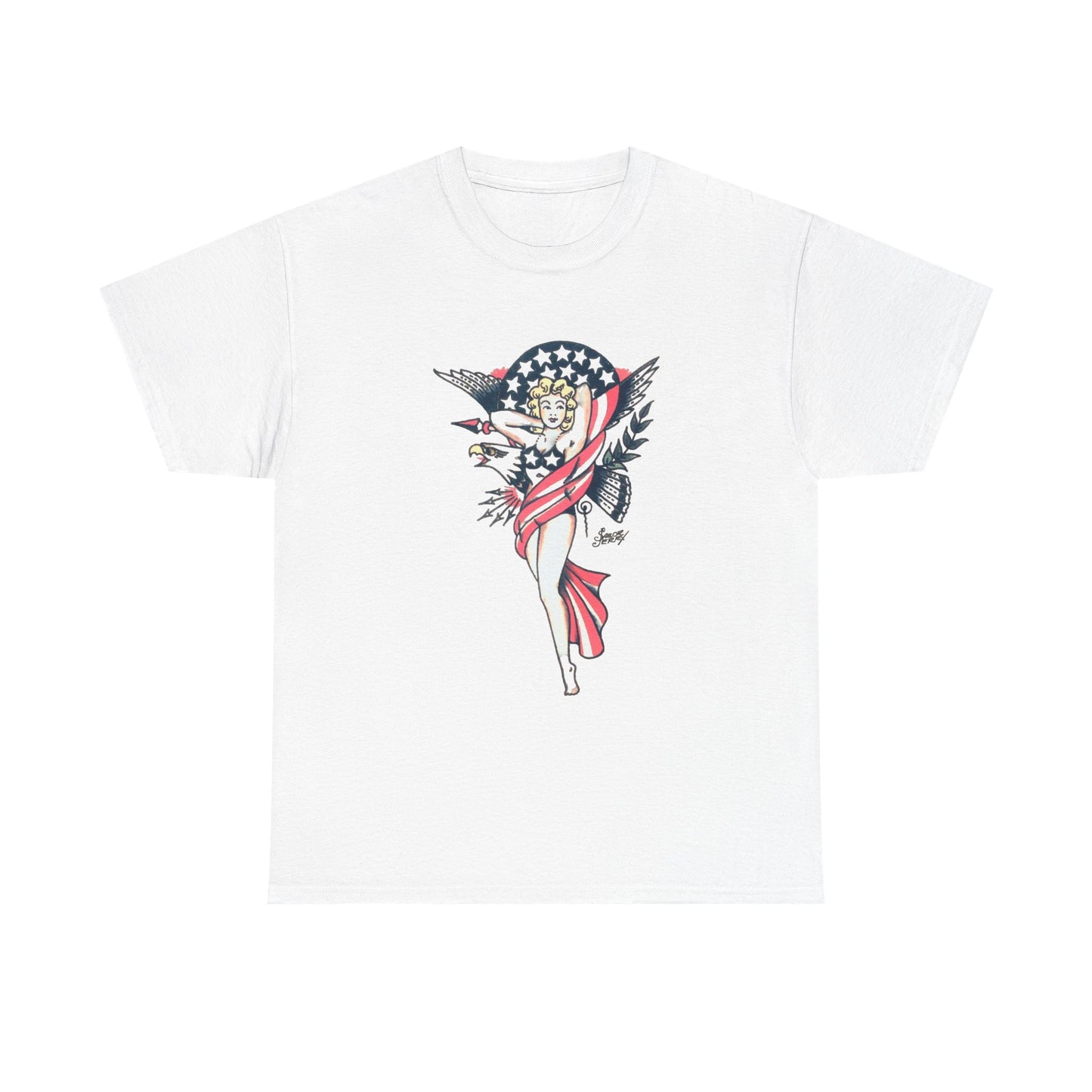 Sailor Jerry T-shirt vintage tattoo art Hawaii navy American flag Heavy Cotton