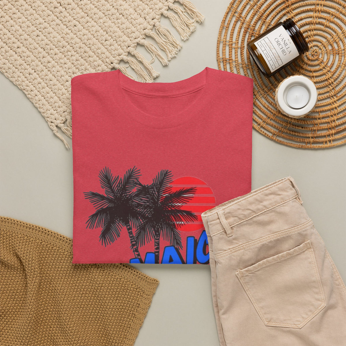 Jamaica Graphic T Shirt Men's Tropical Beach Retro Heavy Cotton Tee