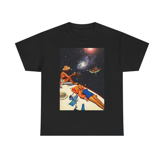 Summer Space Beach Shirt Graphic Stars Outerspace Unisex Heavy Cotton Tee