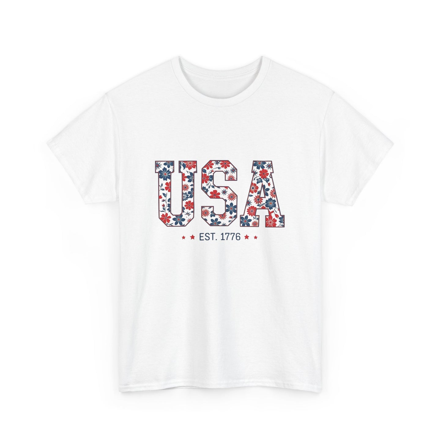 USA Flowers 1776 Graphic T Shirt Heavy Cotton Tee NEW ADULT UNISEX