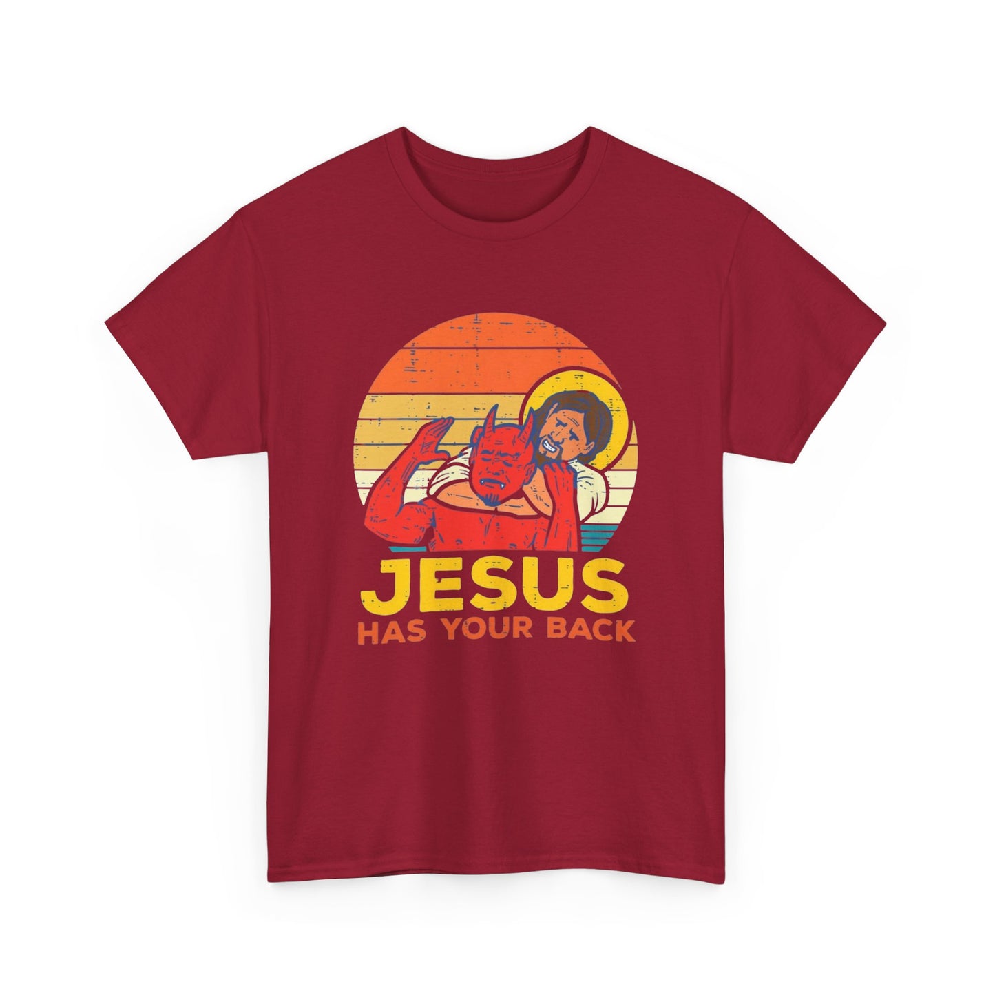 Jesus Has Your Back Graphic T Shirt Funny Humor Unisex Heavy Cotton Tee