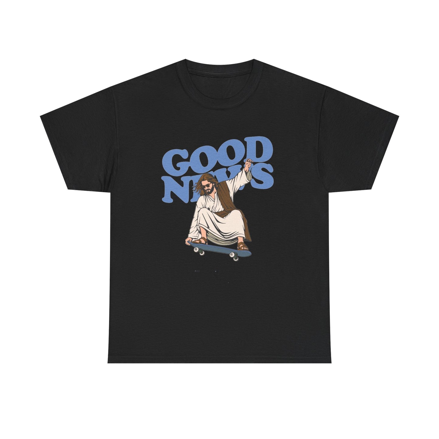 Good News Jesus Skateboarding Graphic T Shirt Men's Heavy Cotton Tee - Quality - Modern True to Size
